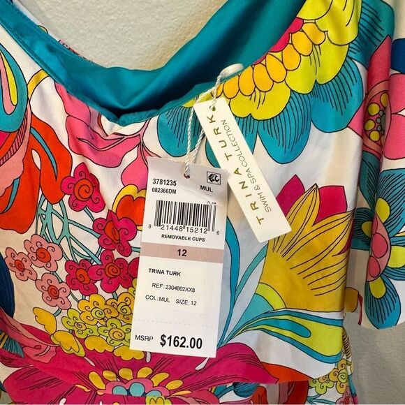 Trina Turk NWT Fontaine Off The Shoulder Ruffle Floral One Piece Swimsuit - Picture 5 of 7